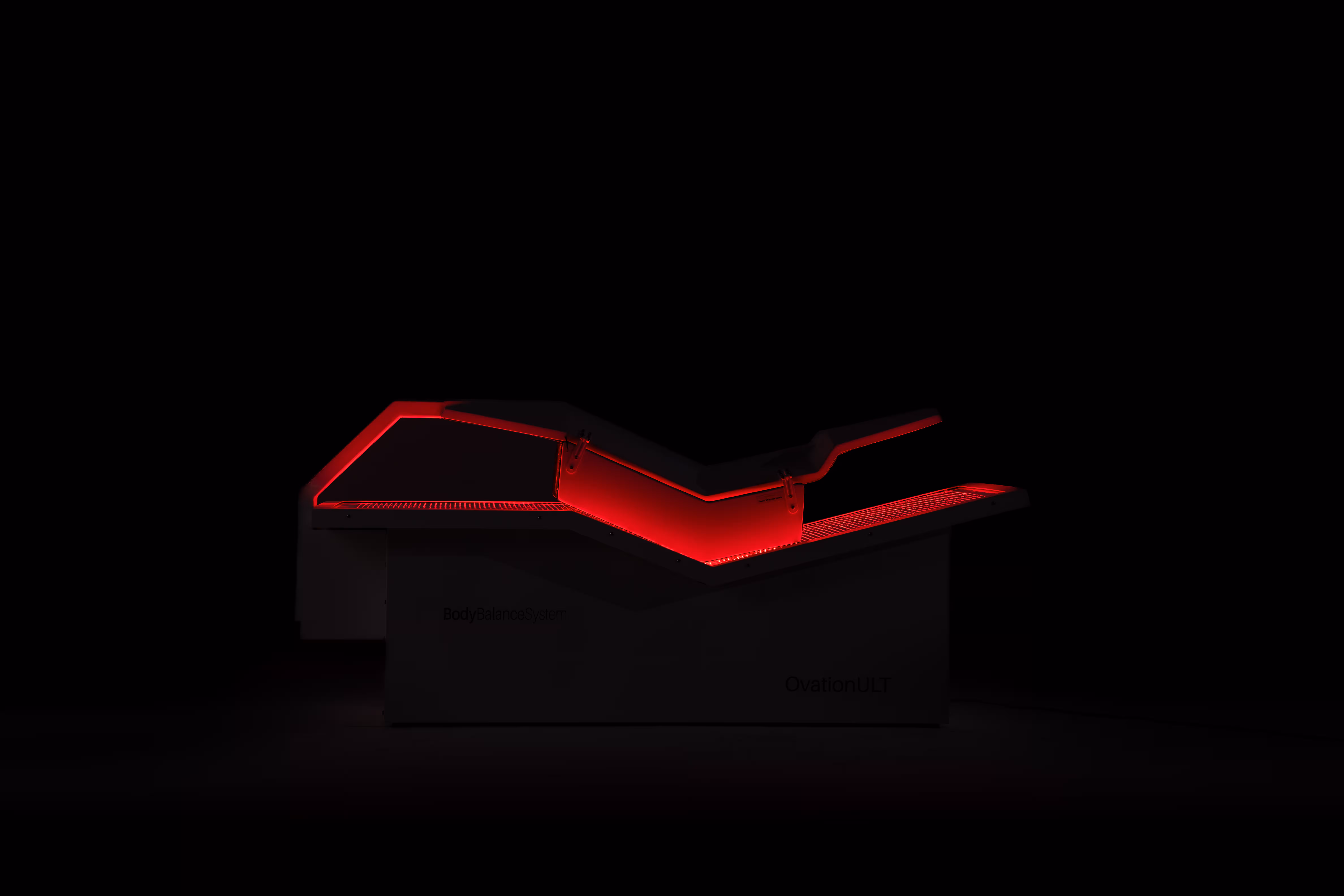 OvationULT red light therapy bed lighting comparison showing LED intensity