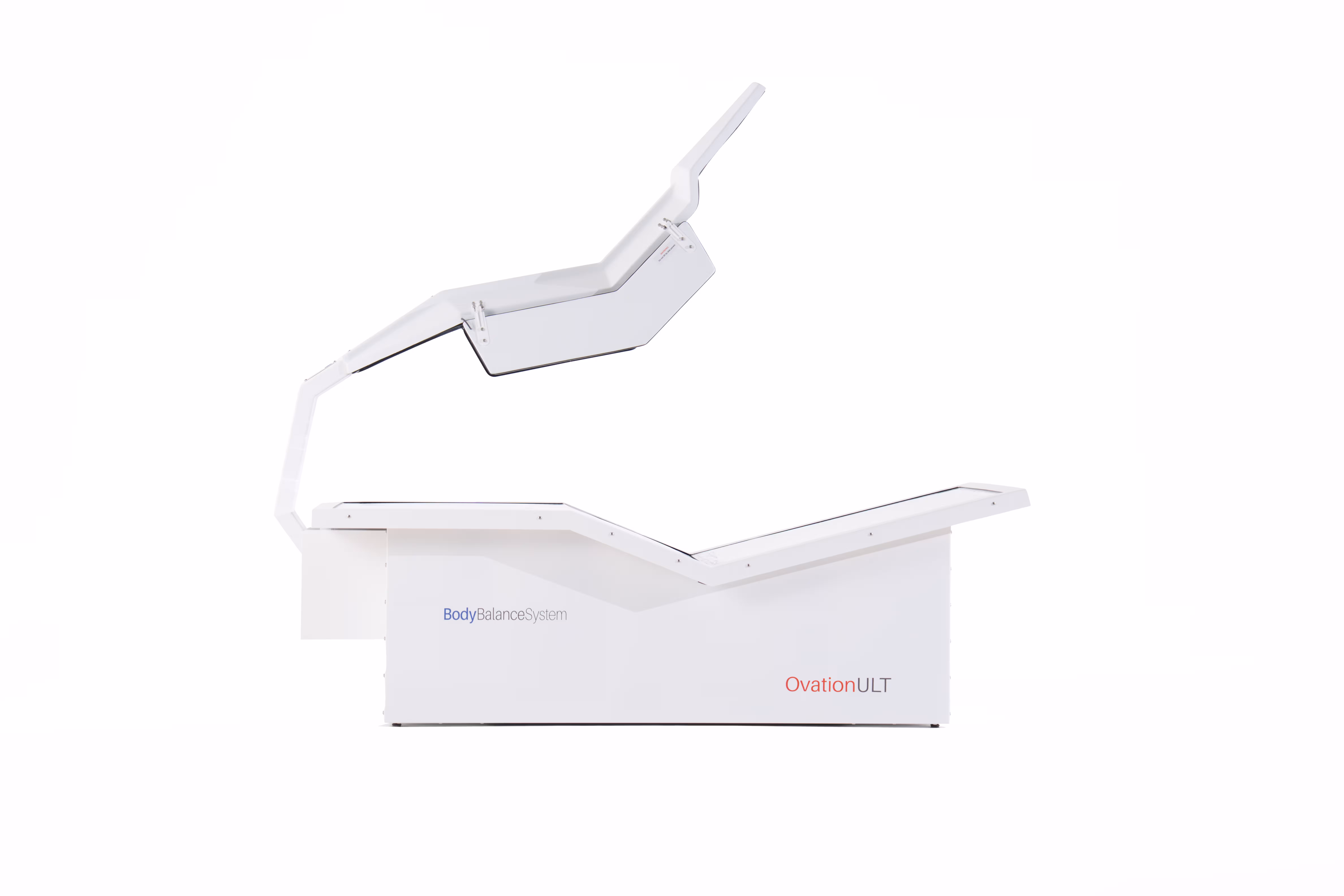 OvationULT commercial red light therapy bed open view showing accessibility features
